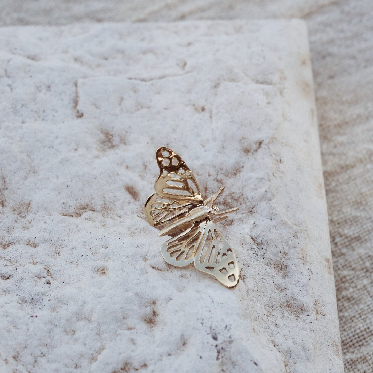 Pin Papillon, pin con forma de mariposa, fabricado en oro macizo de 9k.