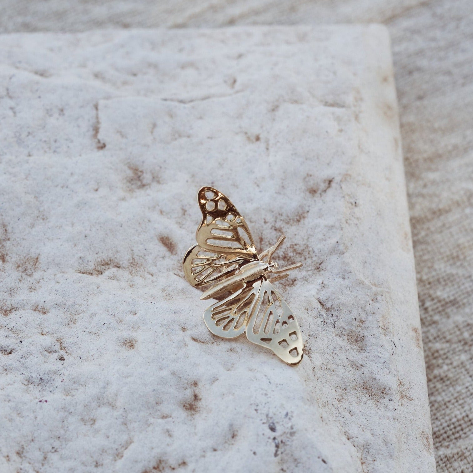 Pin Papillon, pin con forma de mariposa, fabricado en oro macizo de 9k.